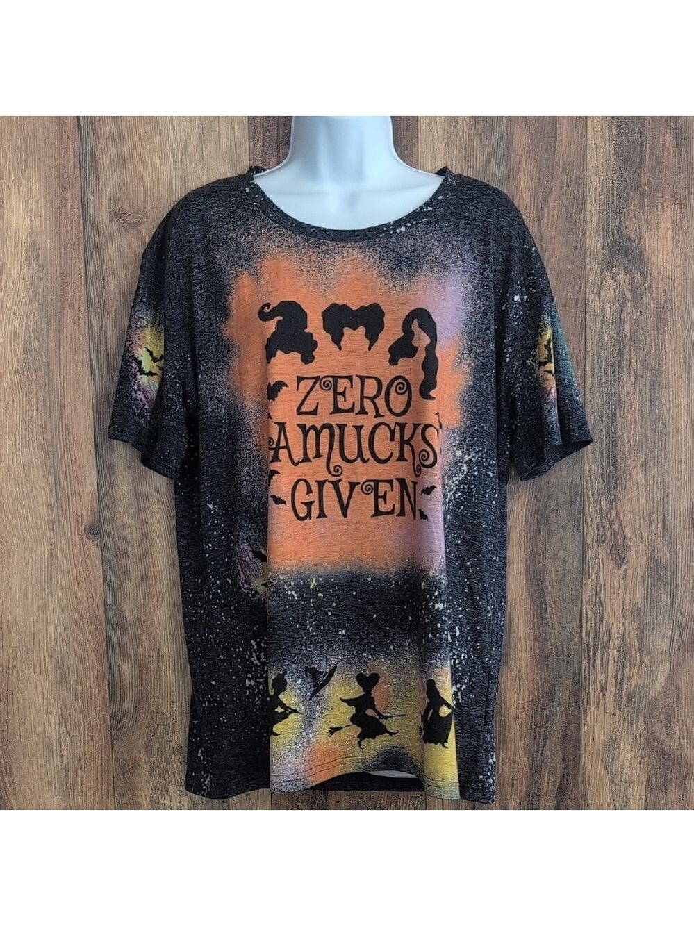"Zero Amucks Given" Graphic Witch Halloween Scary Tee XL 806B